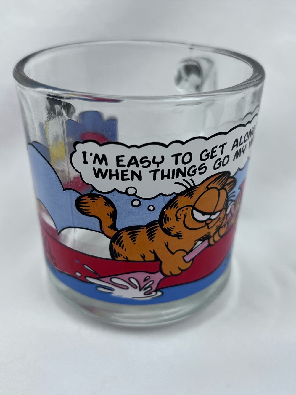 VINTAGE  McDONALD'S GARFIELD GLASS MUG I'M EASY TO GET ALONG 1978